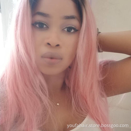 Human Hair Lace Wig 4*4 Ombre 1b Golden Rose Glueless Transparent HD Lace Human Hair Wig 180 Density Brazilian Long Straight Wig